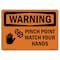 Signmission OSHA, Pinch Point Watch Your Hands, 18in X 12in Alum, 12" W, 18" L, Landscape, OS-WS-A-1218-L-12316 OS-WS-A-1218-L-12316 - alternate 1